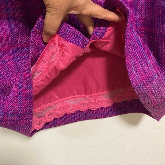 Trina Turk Dress Women’s Size 4 Purple Pink 100% Silk Tweed Dress - Picture 10 of 16